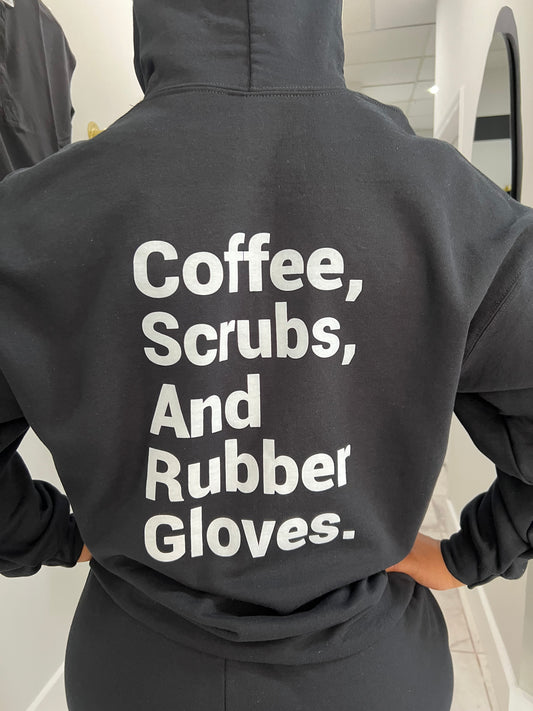 Coffee, Scrubs, & Rubber Gloves- Regular Hoodie